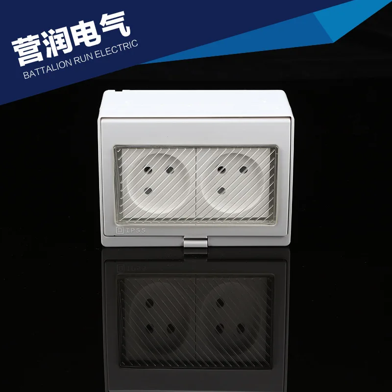 

Израильская стандартная настенная двойная розетка IP55, водонепроницаемая, для ванной комнаты, кухни, ванной комнаты, водонепроницаемая открытая розетка 250 В 16 А