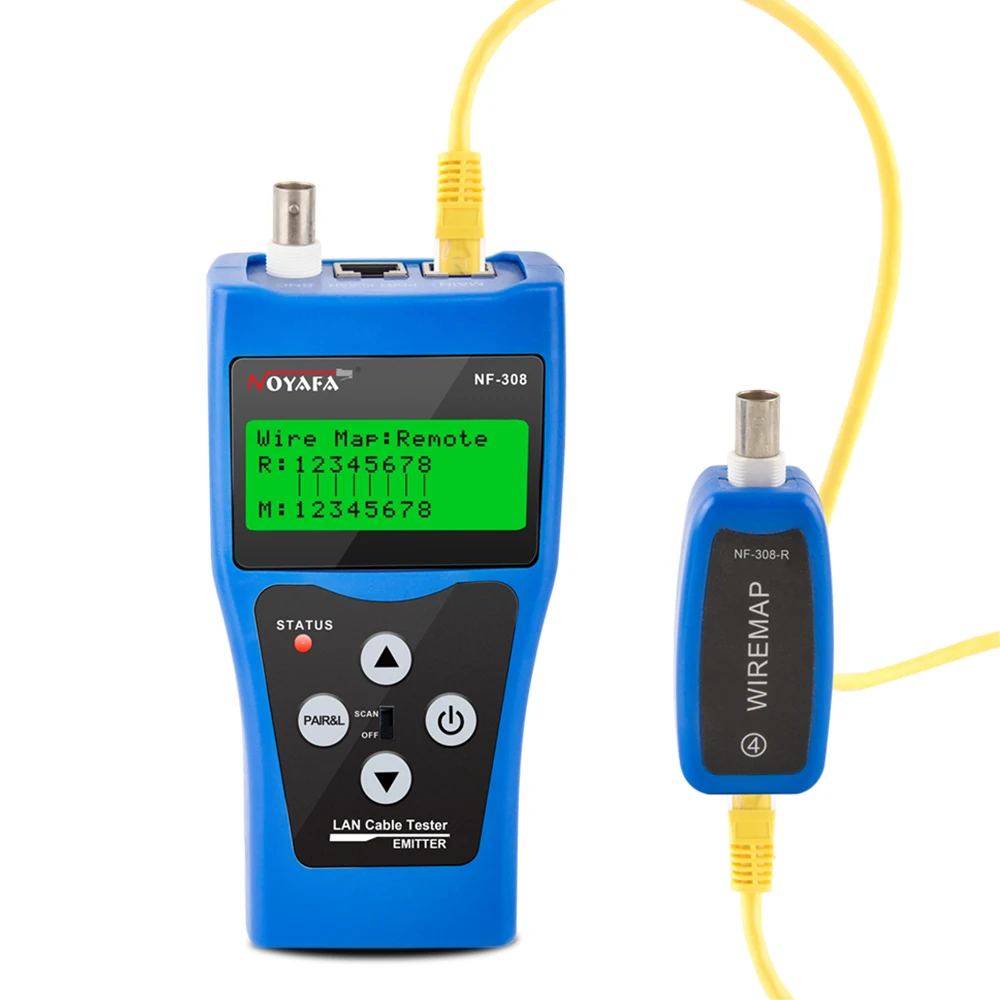 NOYAFA Testeur de câble réseau NF-308 LAN Mesurer les directions de longueur Test de continuité Traqueur de fil BNC RJ45 RJ11 Traqueur de câble