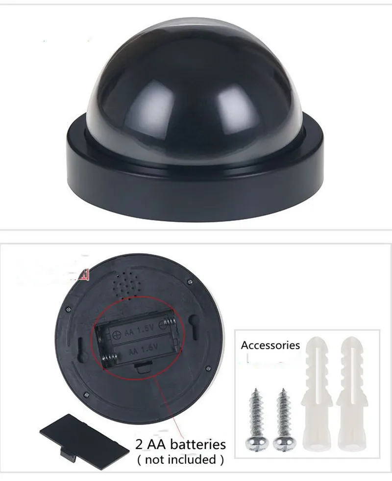 Smart Dummy Surveillance Camera Indoor/Outdoor Waterproof Fake CCTV Security Camera Bullet with Flashing Red LED Light Monitor