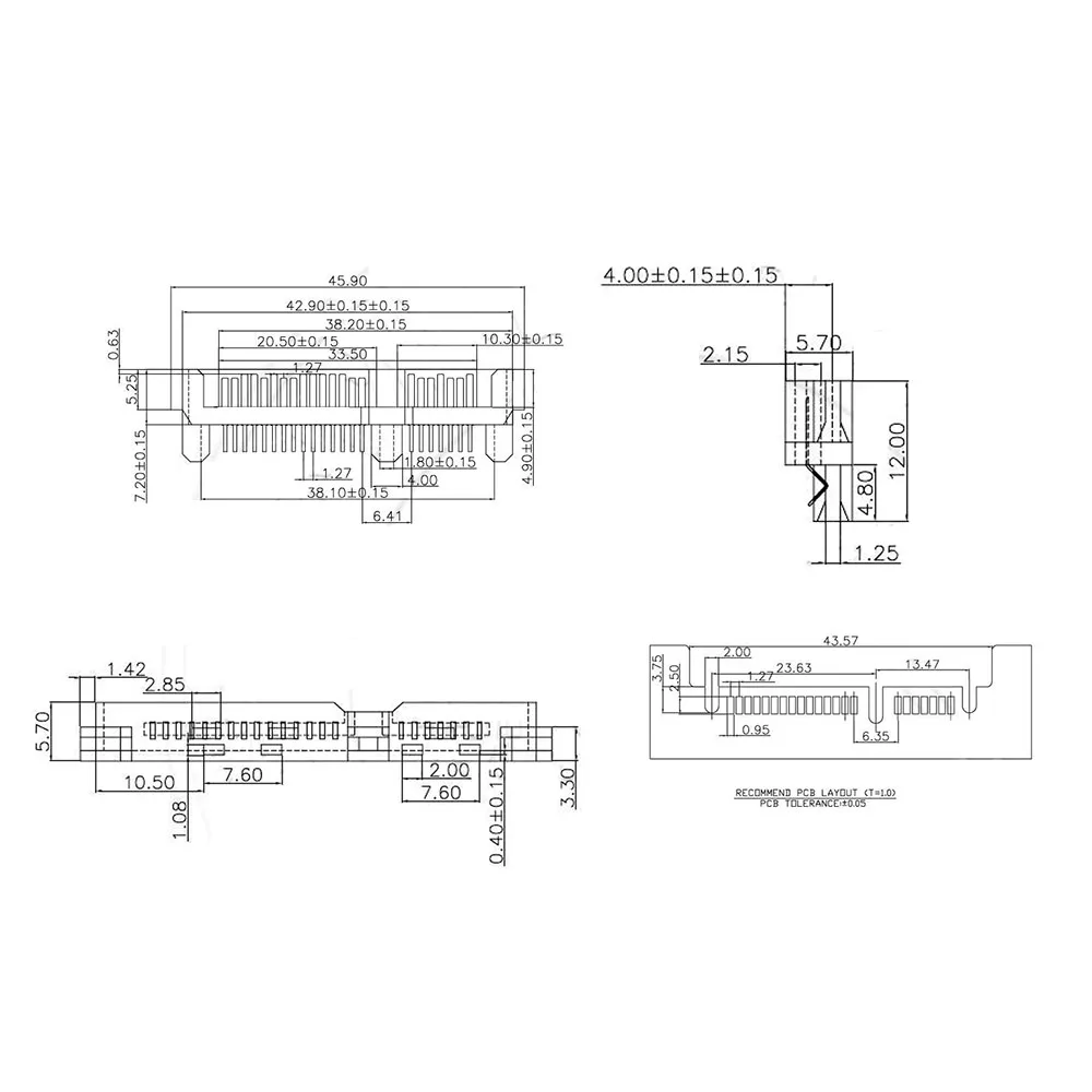 2-10 pz SATA 7P + 15P maschio SMT Splint SMD 22pin SATA unità a stato solido connettore porta presa interfaccia disco rigido