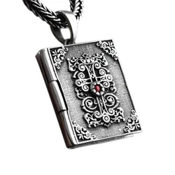 S925 Sterling Silver Bible Cross Pendant Thai Silver Real Silver Classical Vintage Religious Saint Soul Pendant Jewelry