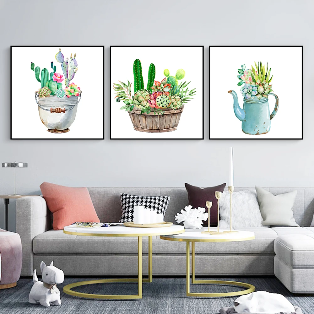 Abstract Succulents Cactus Canvas Painting Posters and Prints Wall Art Beautiful Plant Picture For Living Room Home Decoration