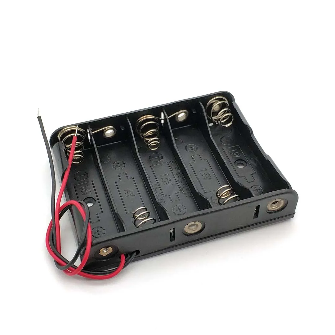 Plastic Battery Storage Case Box Holder For 5 X AA 5xAA 2A 7.5V Wire Leads