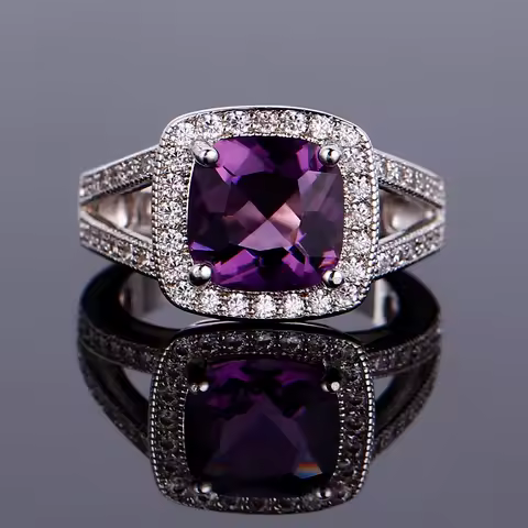 925 Srterling Silver Purple Amethyst Ring with 9*9mm Square Gemstone Wedding Party Jewelry Gift Rings For Women