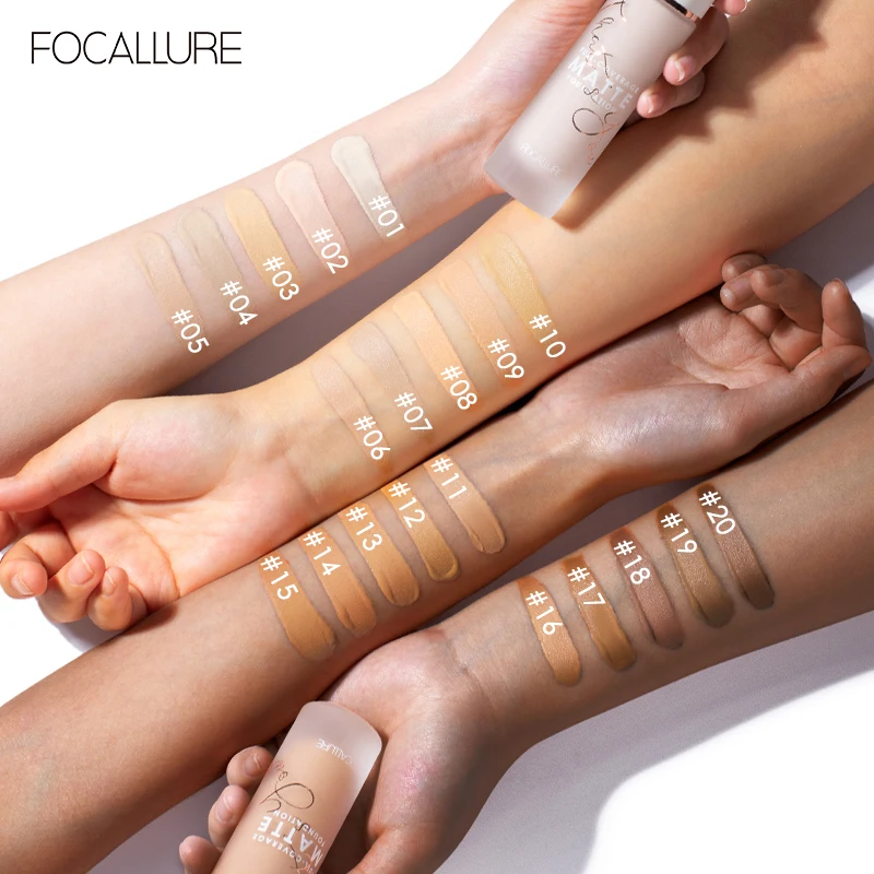 FOCALLURE Convermax Full Coverage Foundation Oil Control Face Makeup 20 Colors Matte Liquid Base Foundation