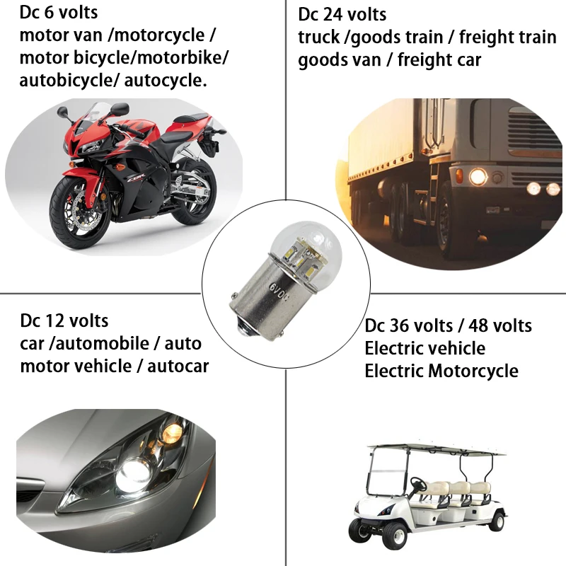 Imagem -05 - Ampolletas Led Car Light Lâmpada de Freio Traseira Auto Turn Signal Lamp Ônibus do Caminhão Ônibus P21w 1156 Ba15s 6v 12v 24v 36v 48v 15 w S25