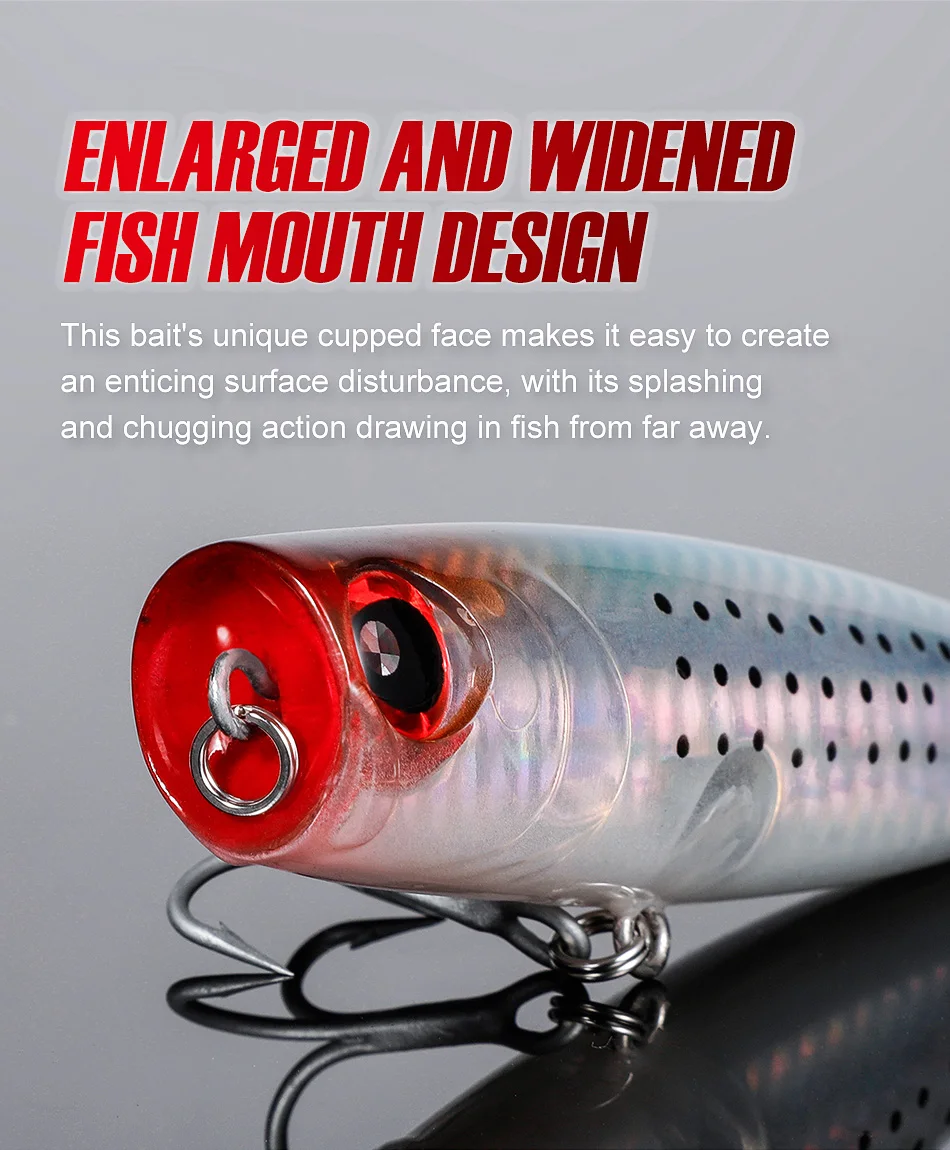 NOEBY Bloop-Bloop Popper 105mm 24g Schwimmender Oberflächenköder für Weite Würfe, Harter Köder für GT, Thunfisch und Seebarsch – Detail 6