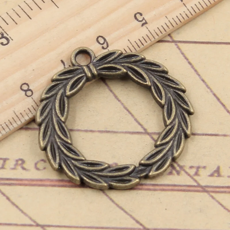 10pcs Charms Laurel Leaves Wreath 36x34mm Tibetan Bronze Silver Color Pendants Antique Jewelry Making DIY Handmade Craft