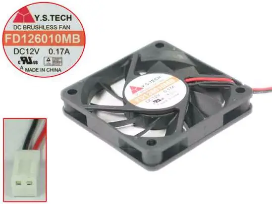 Y.S TECH FD126010MB DC 12V 0.17A 60x60x10mm 2-Wire Server Cooling Fan