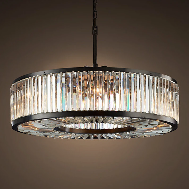 

Modern Crystal Chandelier Light Minimalist Creative Hollow Round Chandelier Lamp Fixture Vintage Style for Household Living Room