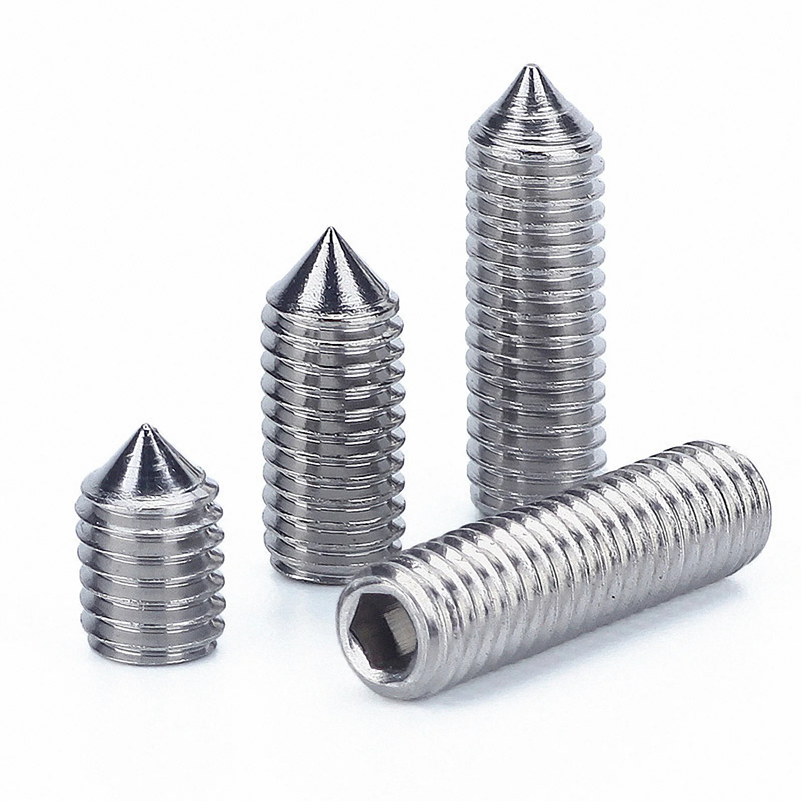 2-30pcs Hex Hexagon Socket Set Screws Cone Point Grub Screw M3 M4 M5 M6 M8 M10 A4 316 Stainless Steel Set Screw DIN914