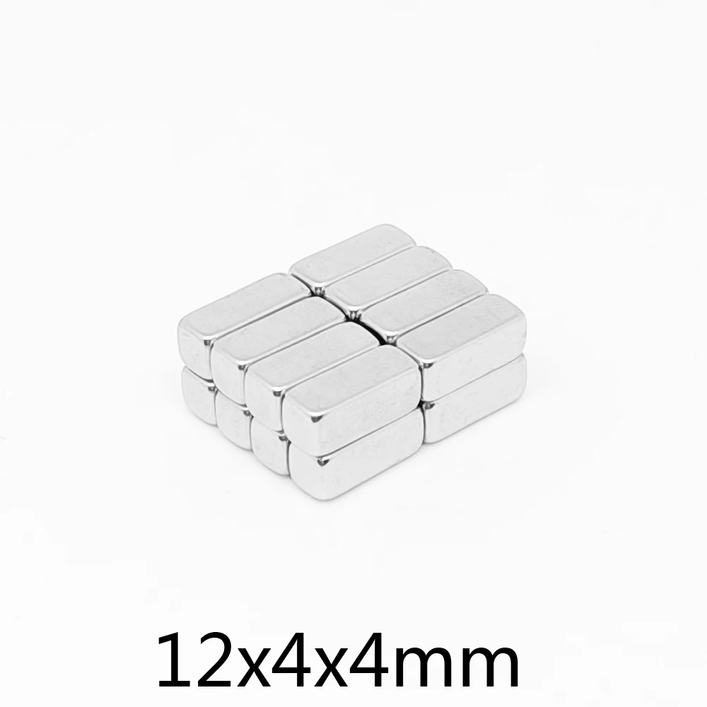 10/20/50/100/200/300PCS 12x4x4 Block Powerful Strong Magnetic Magnets N35 12x4x4mm Quadrate Rare Earth Neodymium Magnet 12*4*4