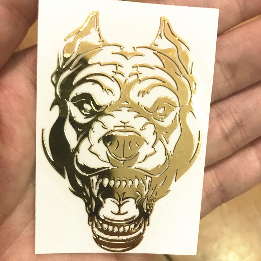 Three Ratels MT-76 Cool Angry Pitbull Dog Emblem Creative 3D Metal Car Stickers For Laptop Mobile Phone