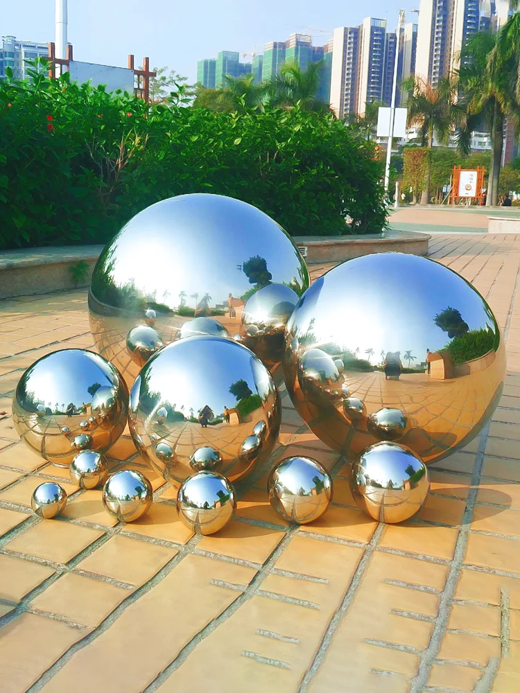 HQ Polished/Red/Gold/Blue Decorative Garden Stainless Steel AISI304 Hollow Ball All Season Outdoor Decoration Sphere Fountain