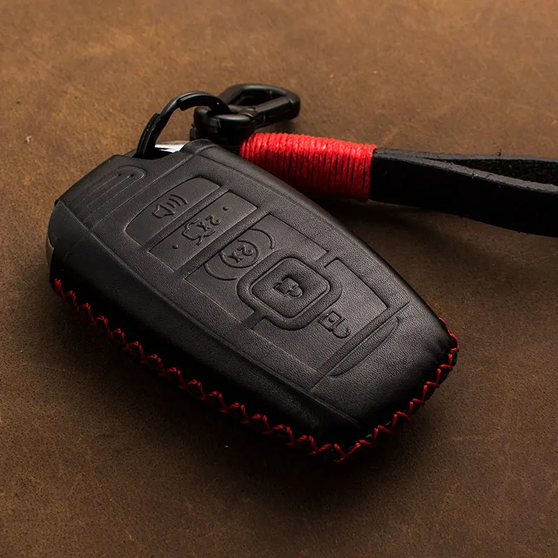 

1 Pcs Genuine Leather Handmade Remote Keyless Key Cover Key Case For Lincoln 2017 MKC MKZ MKX For Ford 2018 EcoSport