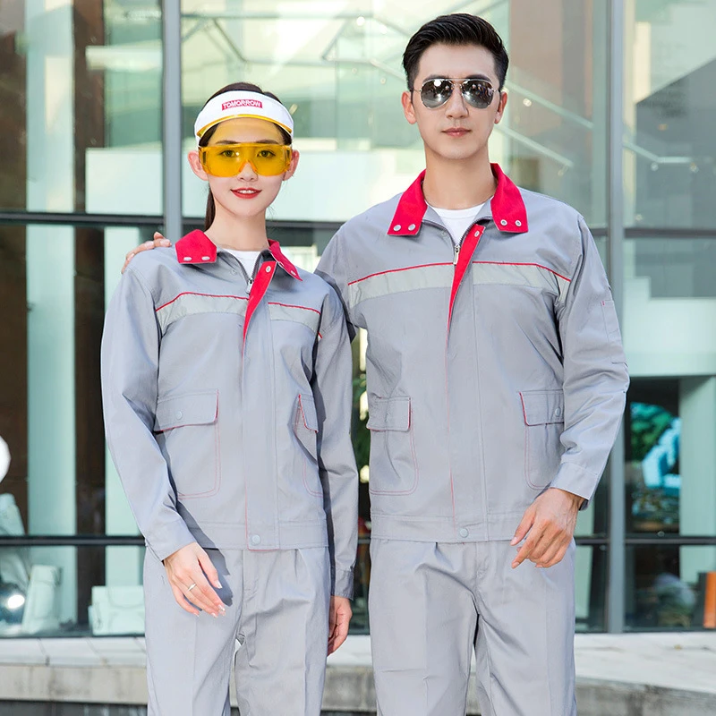 Spring Reflective Work Clothing Gas Station Electric Anti-static Wear-resistant Uniforms Durable Auto Repair Mechanical Coverall