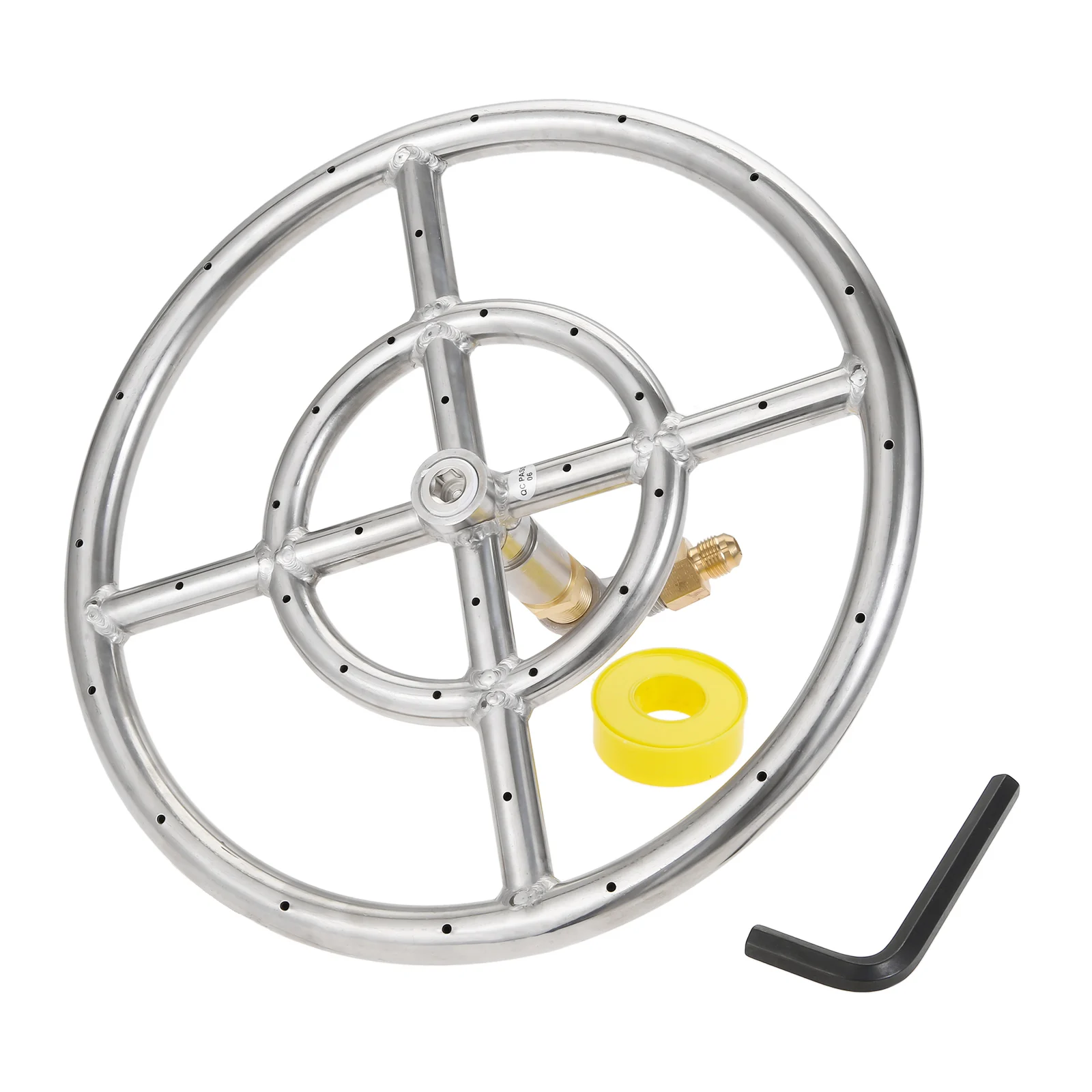 

304 Stainless Steel Propane Fire Pit Ring Burner With 150K BTU Valve 12 Inches for Gas/propane/NG Fire Pit