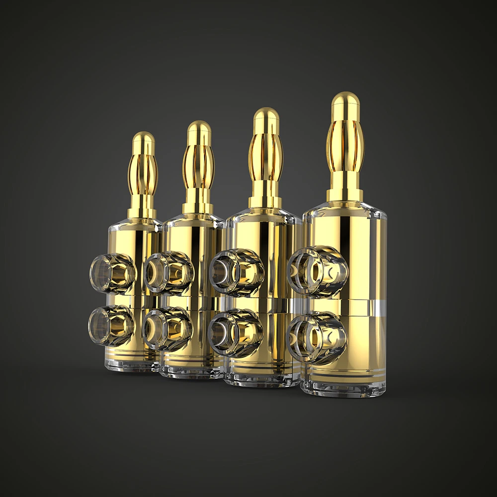 Audiocrast b553g alto-falante terminais pino de fio banana plug parafuso adaptador de fio 24k banhado a ouro banana conector novo