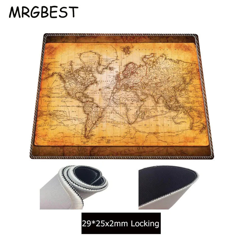 MRGBEST Large Lockedge World Map Mouse Pad Notebook Computer Mousepad Gaming Practical Office Desk Mat Resting Surface 90x40MM