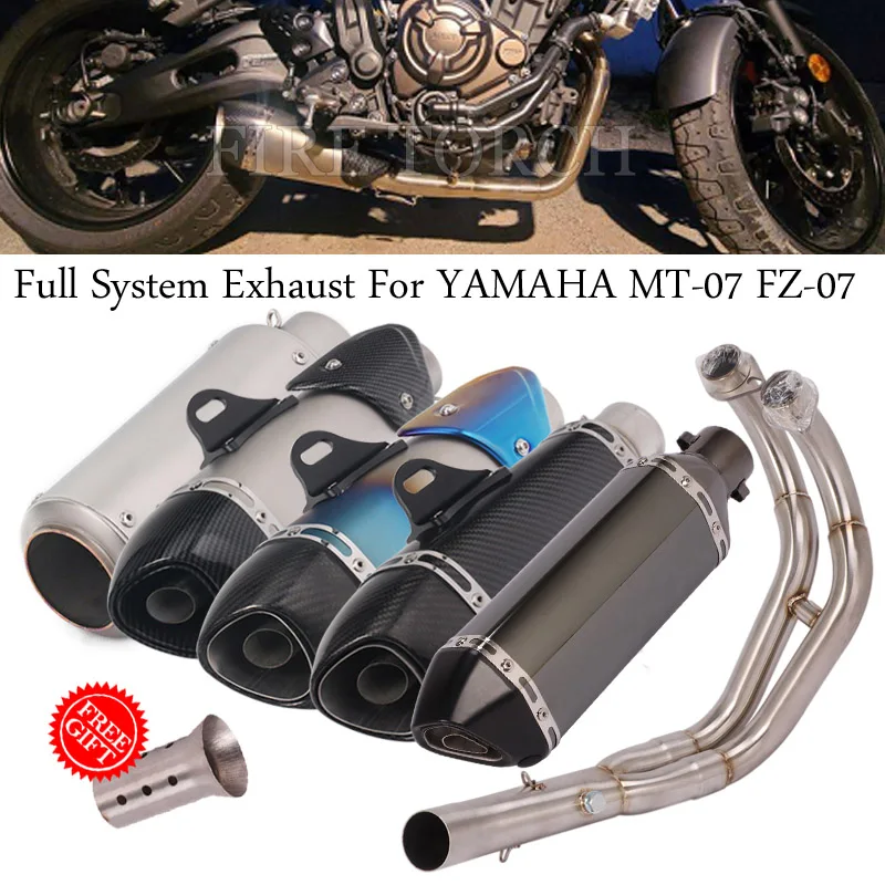 Slip On For YAMAHA MT-07 FZ-07 MT FZ 07 Full System Motorcycle Exhaust Escape Muffler DB Killer Moto Echappement Front Link Pipe