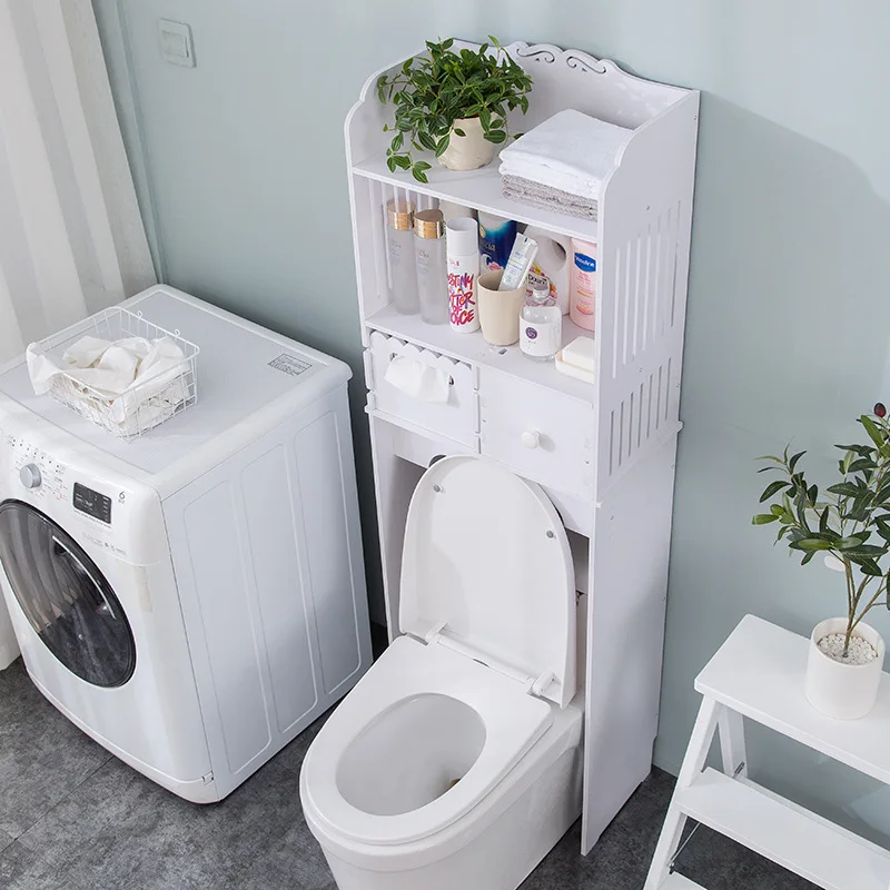 Bathroom Shelves Space-saving Storage Rack Cabinet Toilet Paper Holder Water Resistant Cosmetic Shampoo Organizer Floor Types