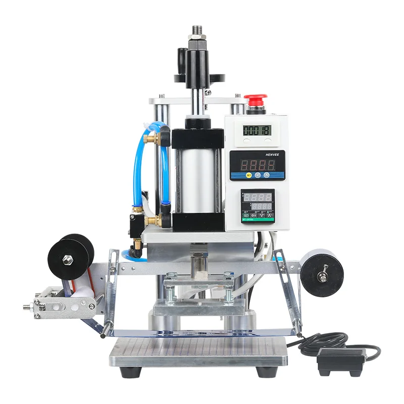 

Small Hot Press Pneumatic Bronzing Machine Leather Business Card Hot Stamping ABS Plastic PVC Membrane Pressure Mark Tool