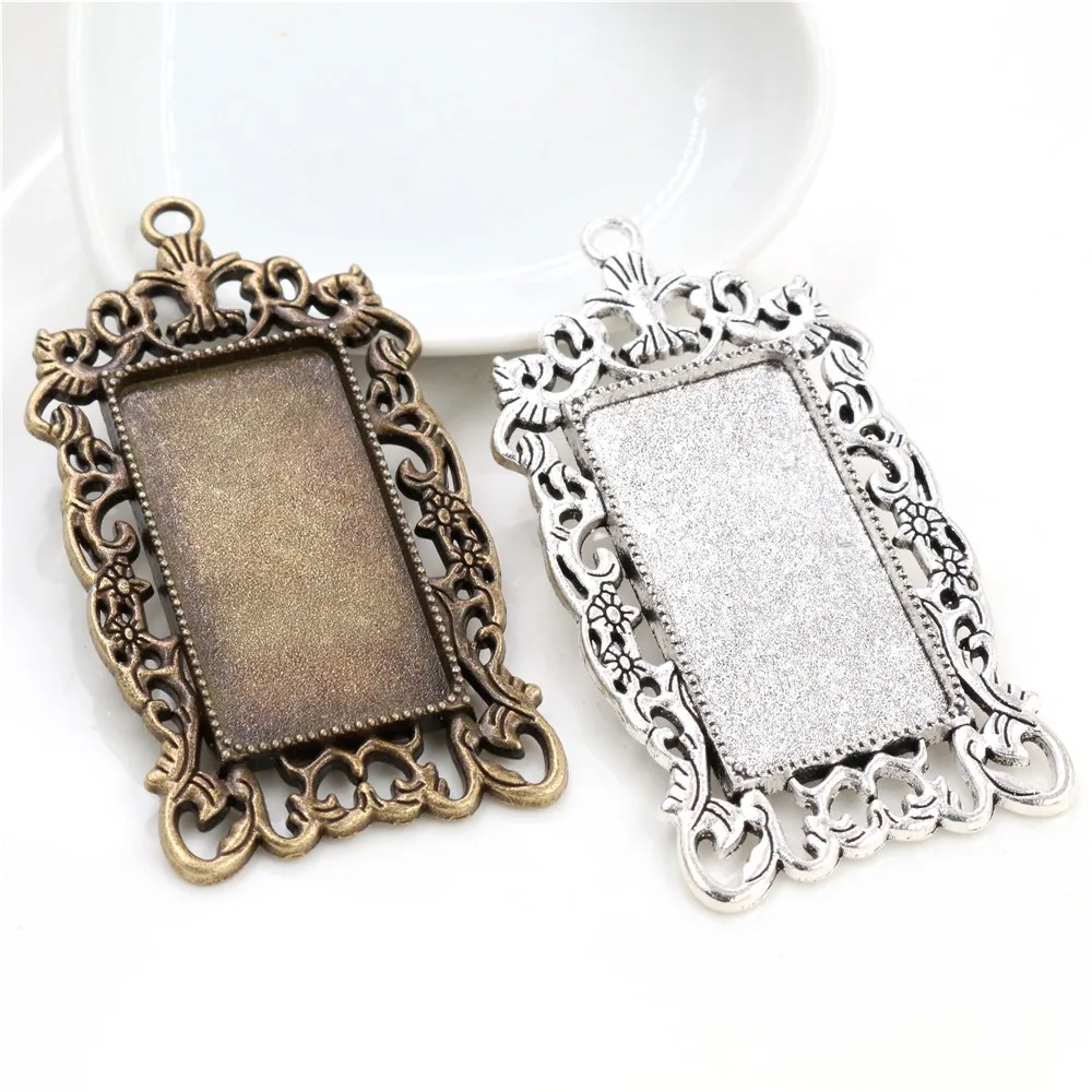 

New Fashion 5pcs 19x38mm Inner Size 2 Colors Rectangle Cabochon Base Charms Pendant,Fit 19*38mm Square Glass Cabochons