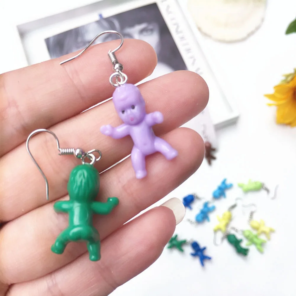 Funny Baby Doll Shape Colorful Dangle Earrings For Women Girl Creative Harajuku Cool Drop Earrings Party Statement Jewelry image 6