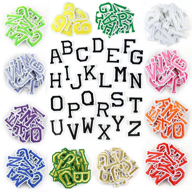 26pcs English Alphabet Letter A-Z Applique Iron On letters Patch wholesale For Clothing Badge Children clothes Decorate