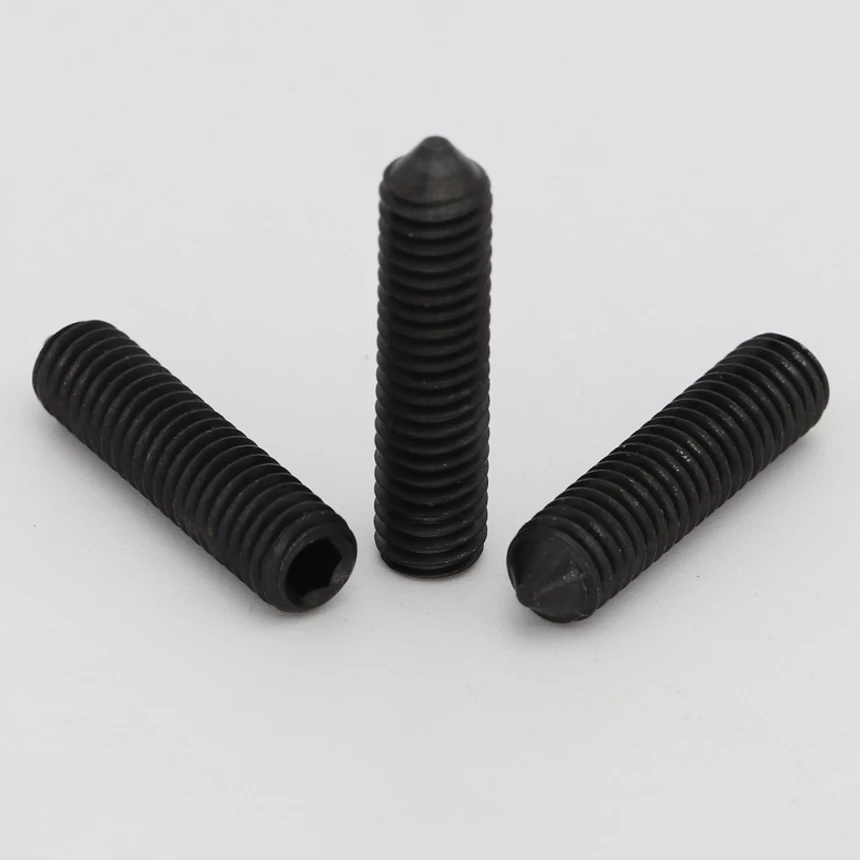 M2.5 M3 M4 M5 M6 M8 M10 M12 12.9เกรดคาร์บอนเหล็ก Allen Pointed Head Hex ซ็อกเก็ตชุดสกรูกับจุดกรวย