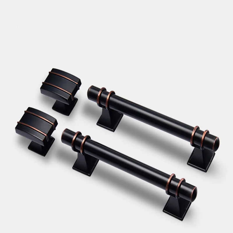 Black Handles for Furniture Cabinet Handles Drawer Knobs and Handles Zinc Alloy Kitchen Handle Cupboard Pull Furniture Hardware