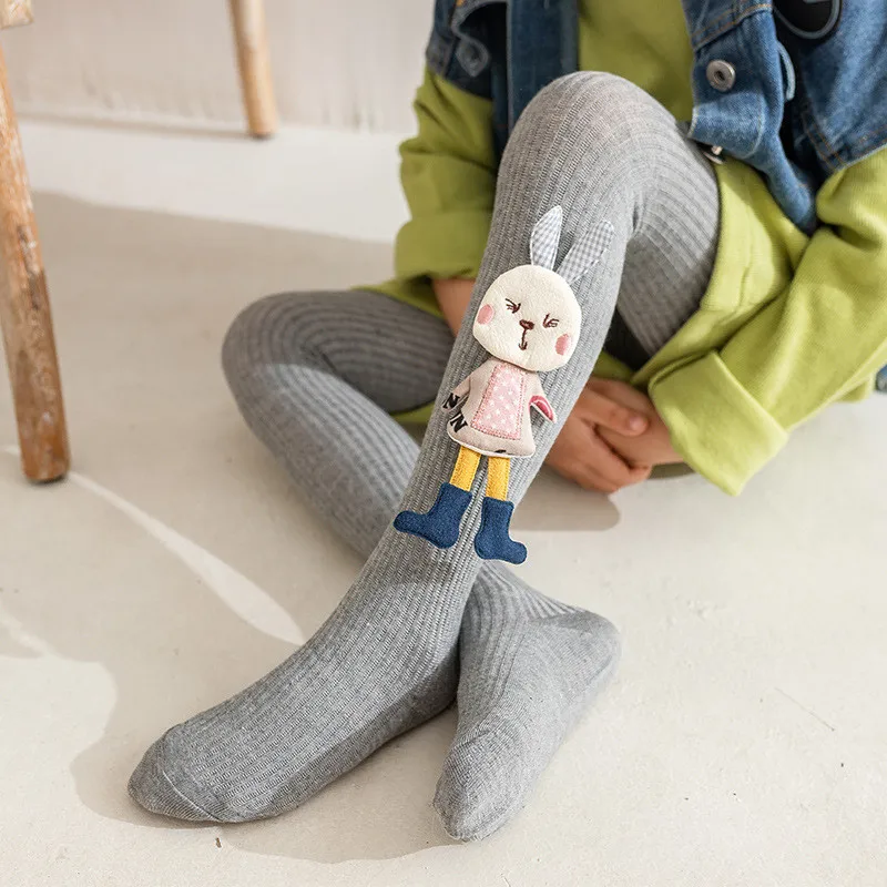 Lawadka 2-7Years New Spring Autumn Tights for Girls Cotton Knitted Children's Pantyhose Cartoon Rabbit Kids Girls Tights 2024