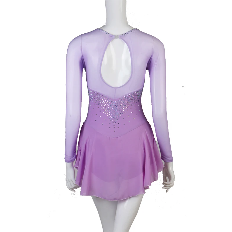 Sukienka do łyżwiarstwa figurowego damska dziewczęca sukienka do jazdy figurowej z długim rękawem gimnastyka dziecięca dla dorosłych łyżwiarstwo figurowe liść dżety B039