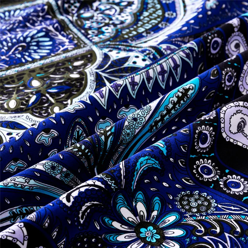 POBING Manual Hand Rolled Twill Silk Scarf Women Cashew Flowers Square Scarves Echarpes Foulards Femme Wrap Bandana Hijab 90CM
