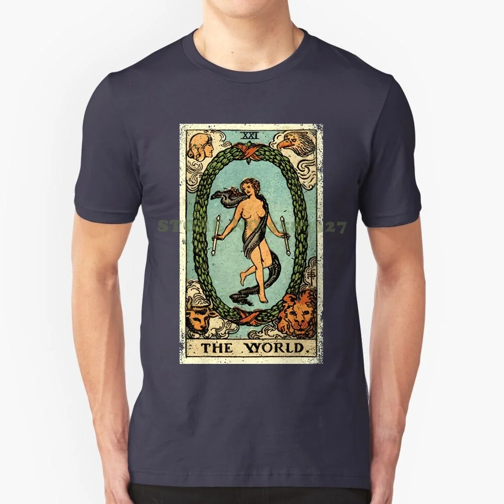 The World Tarot Card T Shirt , The World Tarot Card T Shirt , O-Neck Sunlight Men T Shirt