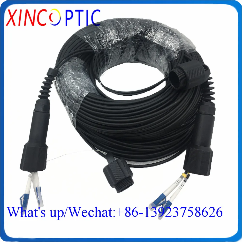 50M,2C,G657A,3.0mm,50Mts,2F SM MM OM2 Waterproof Outdoor 2Core PDLC ST FC SC Duplex 50M LSZH Black Amored Fiber Optic Patch Cord