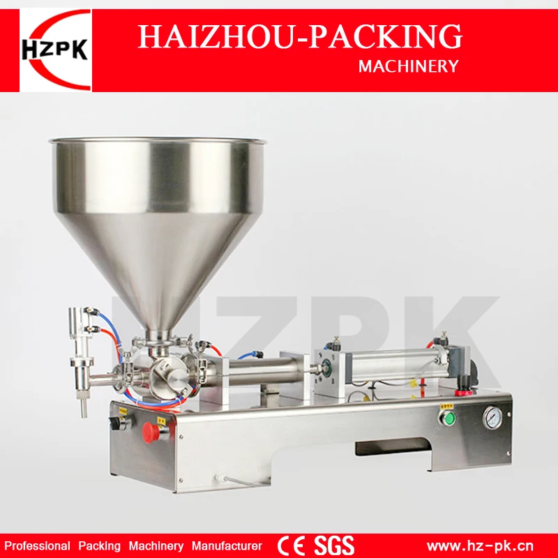 HZPK Semi-Automatic Tabletop One Nozzle Paste Filling For Food Stainless Steel Sauce Small Industrial Packing Machine 100-1000ml