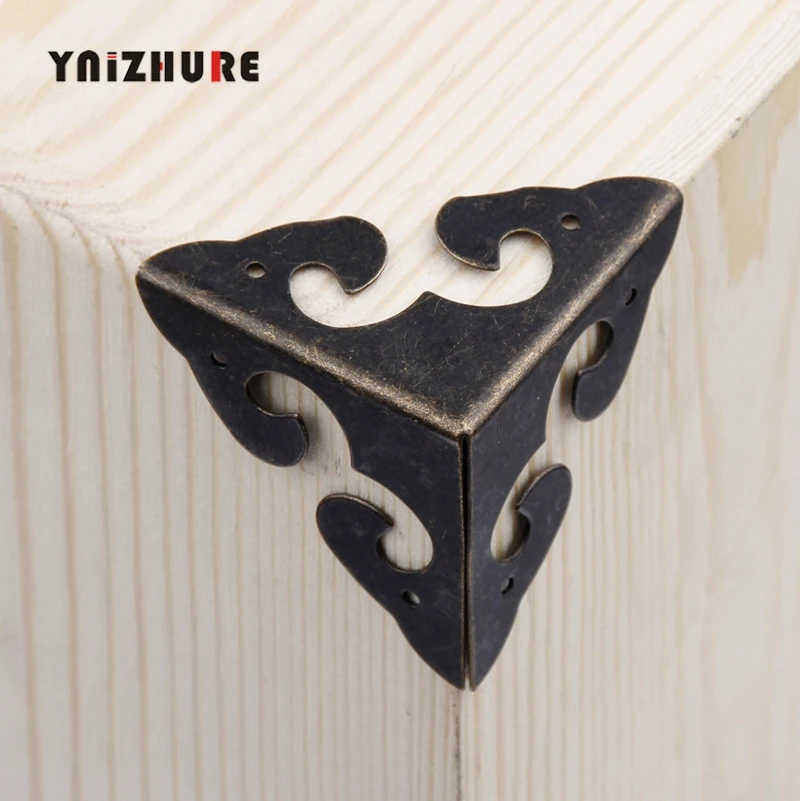 31*31mm 4Pcs Case Box Corners For Furniture Decor Triangle Flower Side,Wooden Box Corner,Bronze Tone