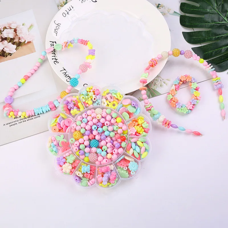 500-580Pcs DIY Beads Toys For Children Hands-on Ability Child Educational Toy Girl Gifts Beaded Lacing Weaving Necklace New