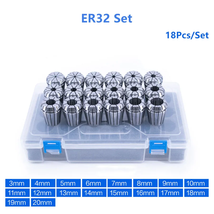 High Precision 0.008 0.015 ER11 ER16 ER20 ER32 ER40 Spring Collet Set CNC Tool Holder Engraving Machine Mill Lathe Elastic Chuck