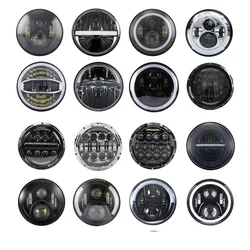 FADUIES 2Psc 7 Inch LED Headlight H4 Hi-Lo Beam With Halo Angel Eyes For Lada 4x4 urban Niva Jeep JK Land rover defender Hummer