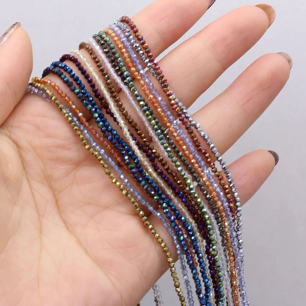 5pcsNatural Stone Crystal Color Plated Faceted Small Bead Multicolor 38CM Beaded Fashion DIY Necklace Bracelet CharmJewelry Gift