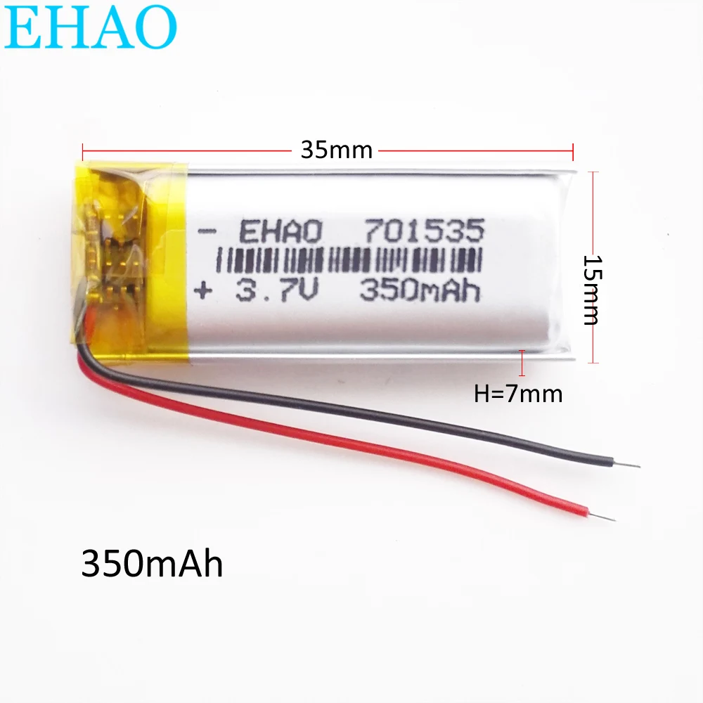 3.7V 350mAh akumulator litowo-polimerowa LiPo 701535 do słuchawek Mp3 GPS Smart zegarek z lampą Led ElectronicPart