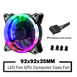 9cm 92mm LED Fan 90mm 4PIN 3PIN PC Desktop-Computer Fall Kühlung Kühler Lüfter 12V 9225 92x92x25mm GPU CPU Kühler Doppel Halo Licht