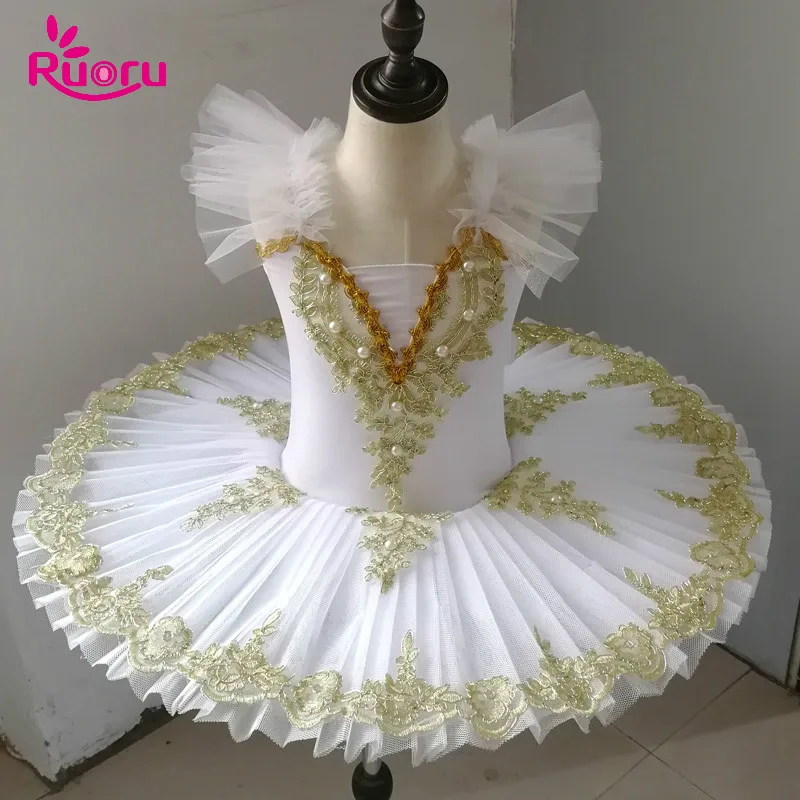 Ruoru-tutú de panqueque para niña y adulto, traje de baile profesional, Ropa de baile, bailarina, Color blanco, rojo y rosa