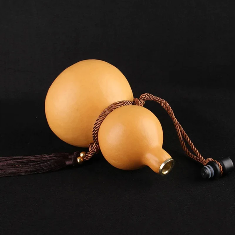 GOALONE Natural Gourd Wine Bottle Portable Dried Gourd Water Bottle Leakproof Hip Flask with Lid Antique Handmade Wine Container