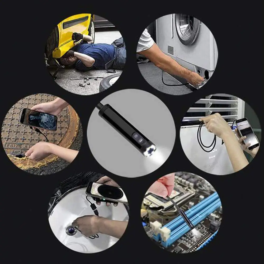 3In1 USB Endoscope 8mm Dual Lens Wifi Inspection Snake Camera 2.0 Megapixel Waterproof Semi-Rigid Borescope for OTG Android PC