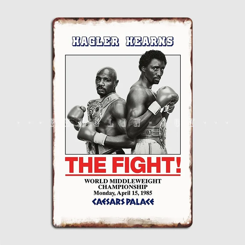 Marvelous Marvin Hagler Vs Tommys Hearns Metal Sign Cinema Garage Club Bar Funny Poster Tin Sign Poster