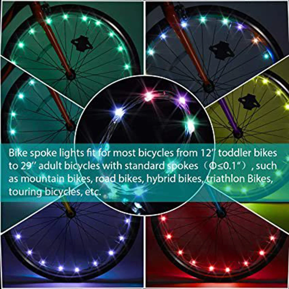 New 16-Color Bicycle Wheel Light Mountain Bike Tire light LED Hot Wheel Light Car Light Riding Explosive Atmosphere Decor Light