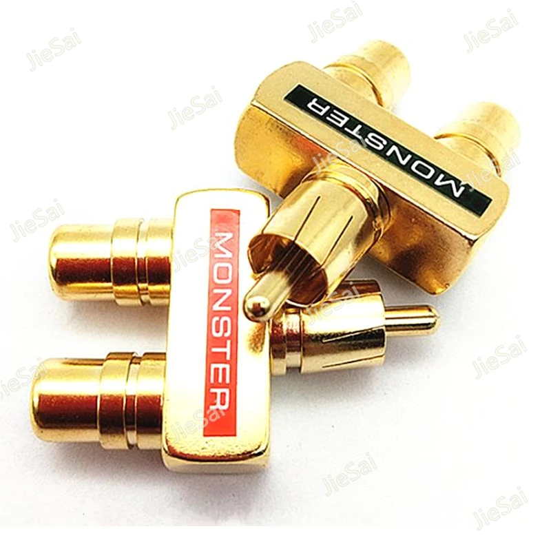 2pcs Y Type Connector Plug Adapter AV/audio Splitter Gold-plated RCA Male Plug to Double Famale Interface Socket Converter